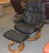 Stressless Tampa Small Reno Paloma Black Leather Recliner Chair and Ottoman