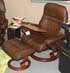 Stressless Sunrise Recliner and Ottoman in Paloma Chocolate Leather by Ekornes