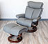 Stressless Medium Magic Paloma Metal Grey Leather Recliner Chair and Ottoman