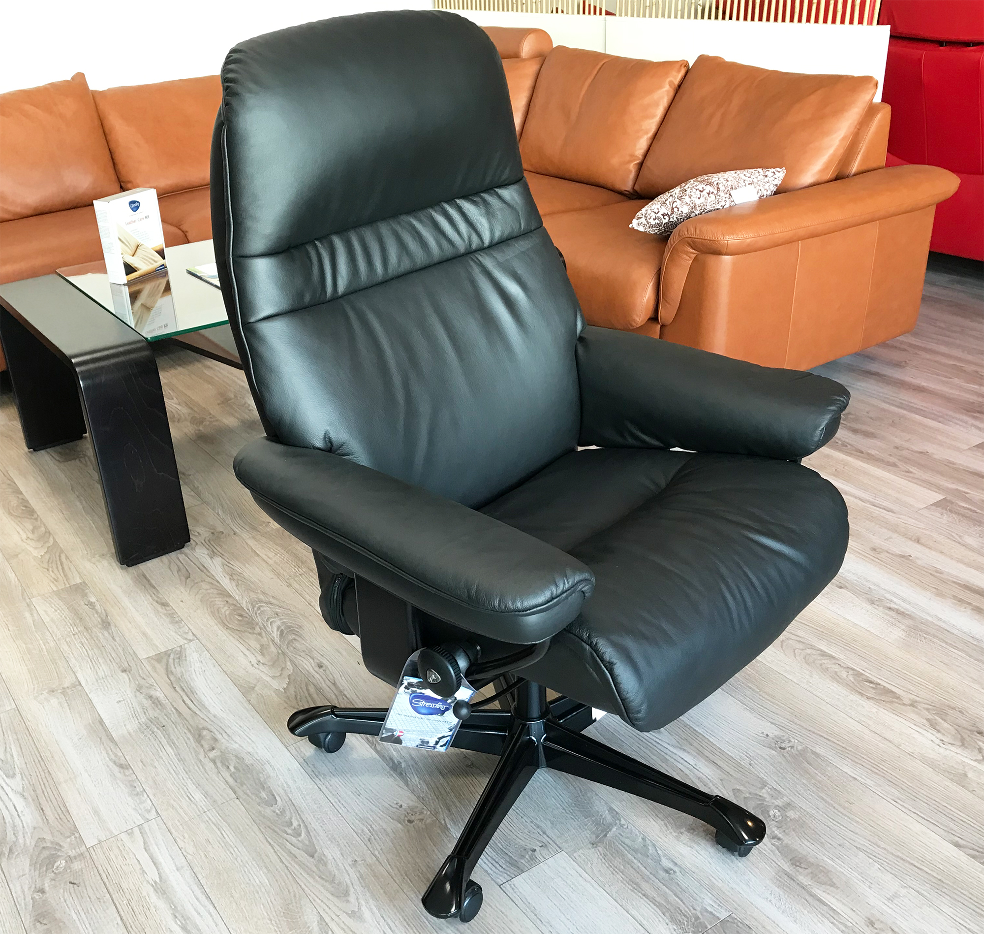 Stressless Sunrise Office Desk Chair Recliner Paloma Black Leather 