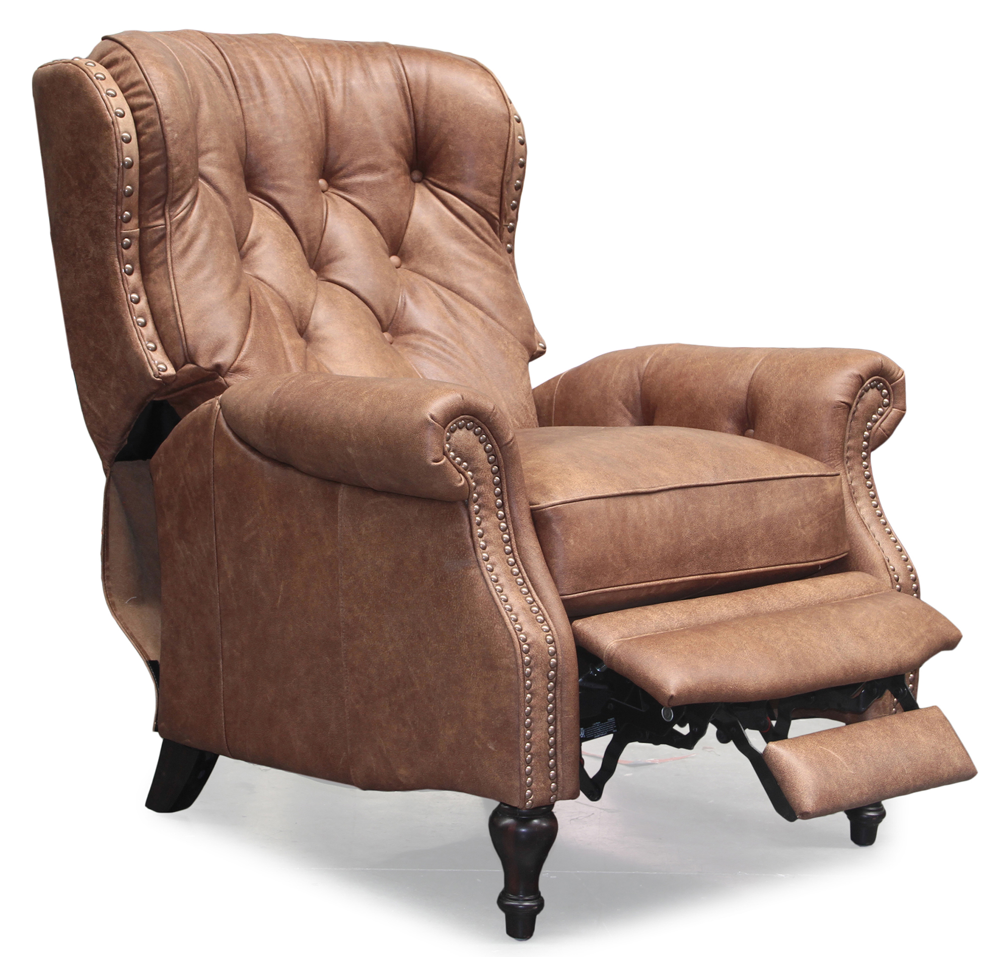 Beige leather recliner chair