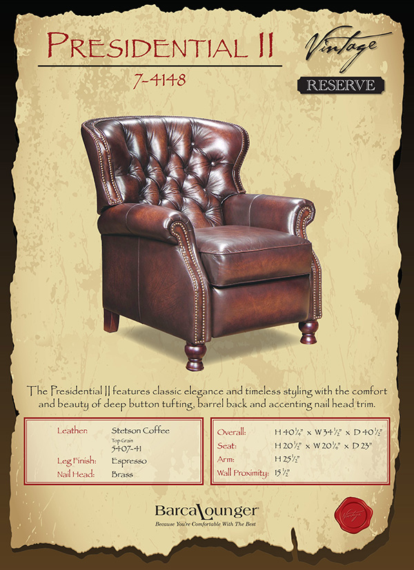Barcalounger Presidential II Recliner Chair Dimensions