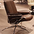 Stressless City Low Back Paloma Chocolate Leather Recliner and Ottoman in Paloma Leather by Ekornes