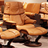 Stressless Reno Royalin TigerEye Leather Recliner Chair and Ottoman