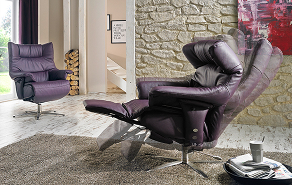 Himolla Chester ZeroStress Integrated Recliner Leather Chair - 8526-28S.