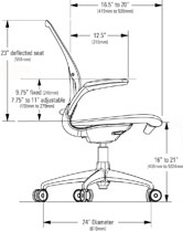 HumanScale Diffrient Chair Front Dimesnions 