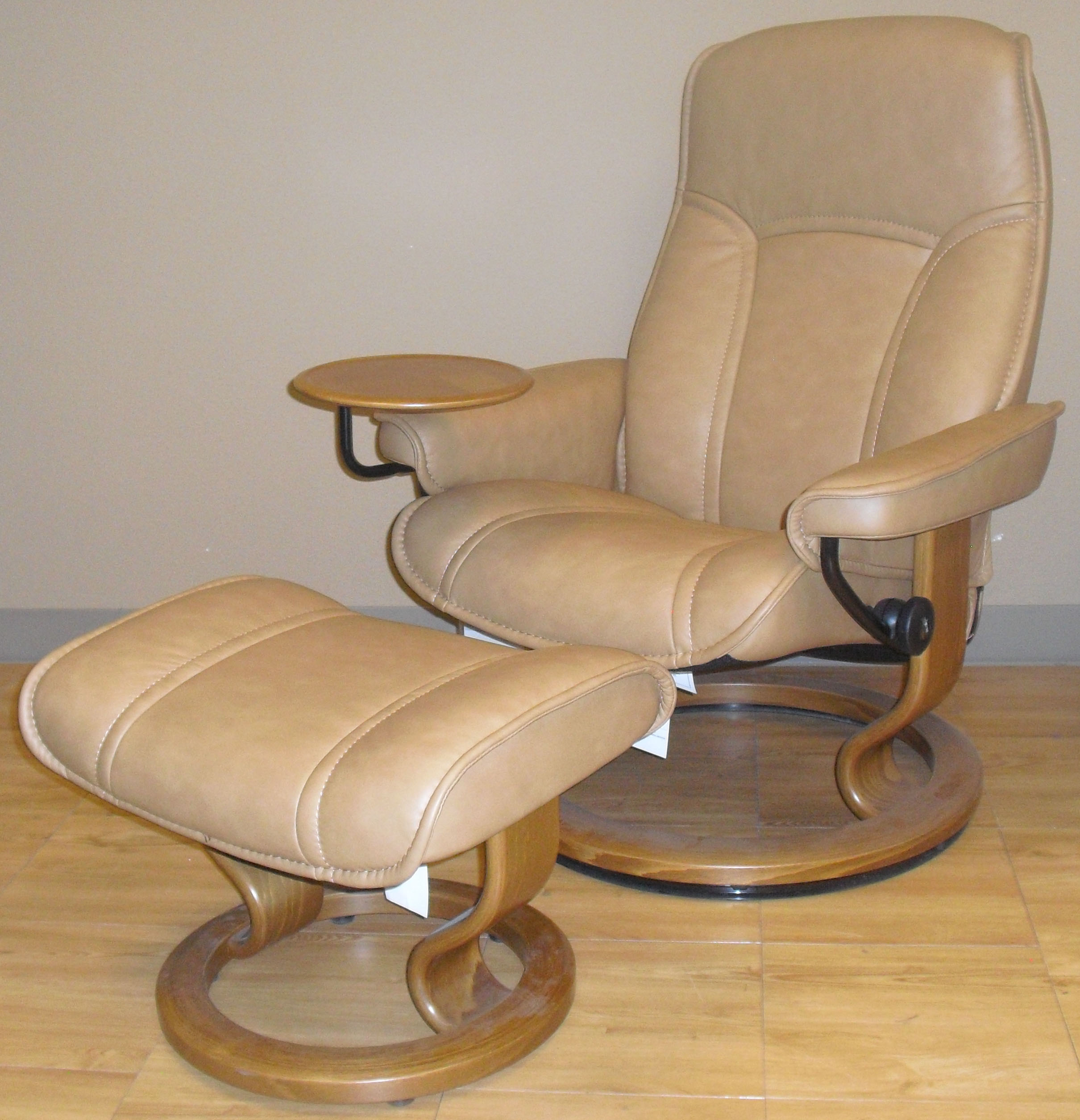 Stressless Governor Paloma Taupe Leather Recliner Chair And