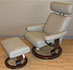 Stressless Taurus Paloma Stone Leather Recliner Chair and Ottoman