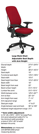 Steelcase Leap Dimensions